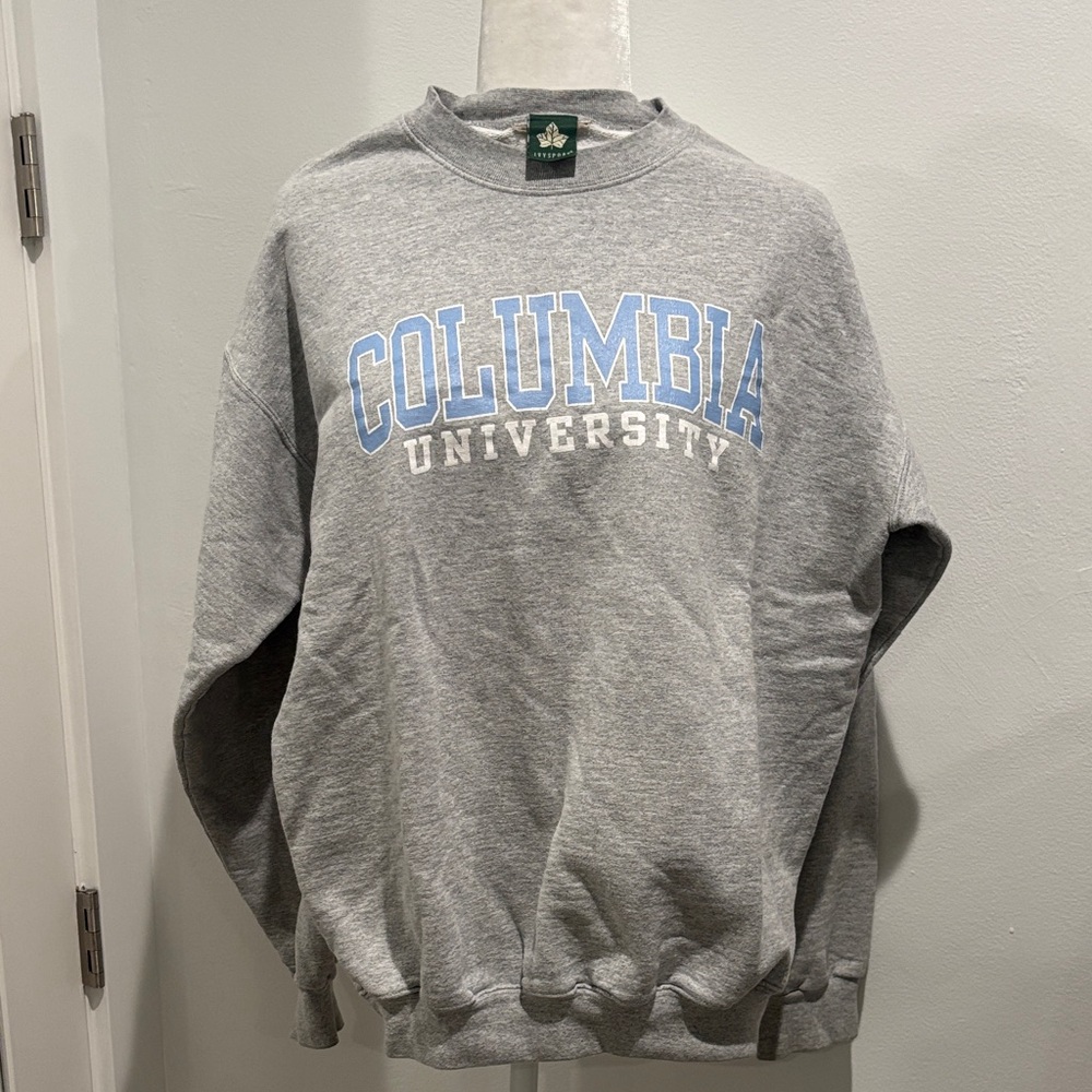 Gray sweatshirt with Columbia University logo on the front